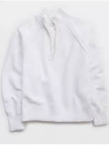 Offline By Aerie Cool Down Quarter Zip Sweater In Bright White Size M